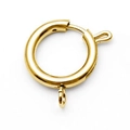 Polished 18K gold plated stainless steel spring ring clasp for necklace and DIY jewelry - 5mm / 18K Gold