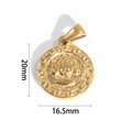 Detailansicht eines 16,5mm Edelstahl-Anhängers mit griechischem Muster und Rosen-Motiv - Griechischer Mäander Baum (BAD020G)