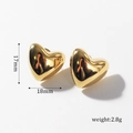 Detailed view of gold heart stud earrings with size 18mm and weight 2.8g dimensions - Small Heart Shape Style (BAE010G)