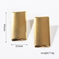 Close-up of golden rectangular 44mm stainless steel earrings with matte finish - Rectangular Shape Style (BAE011G)
