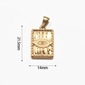 Detailed view of 18k gold plated rectangular pendant with evil eye and size dimensions - Rectangular Evil Eye (BAD085)