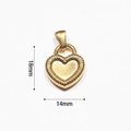 Detailed macro view showing the 18mm by 14mm heart pendant dimensions and golden texture - Threaded Border Heart (BAD087)