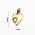 Detail showing dimensions of 18k gold plated double heart charm for jewelry making - Double Layer Heart (BAD089)
