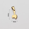 Detailed view of a gold axe pendant showing dimensions of 15mm by 8mm for jewelry making - Axe Shape Style (BAD100)