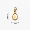 Detail showing a 13.5x9mm gold-plated pear-shaped pendant with beaded textured edges - Caviar Edge Tear Drop (BAD092)