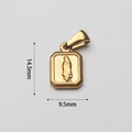 Macro view of gold religious pendant with embossed figure and 14.5mm size dimensions - Religious Portrait Style (BAD102)