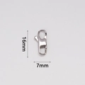 Macro shot of 16mm x 7mm stainless steel lobster clasp for jewelry making and bracelets - Polished Silver / Size 16(BS16)