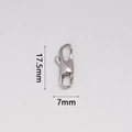 Detailed view of a 17.5mm x 7mm stainless steel lobster clasp for jewelry connectors - Polished Silver / Size 18(BS18)