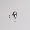 Macro shot of polished stainless steel lobster clasp with 13mm height and 8mm width - Medium Style (AL13)