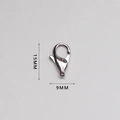 Polished 316L stainless steel lobster clasp with 15mm length and 9mm width dimensions - Large Style (AL15)