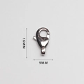 Macro detail of 316L stainless steel lobster clasp showing 16mm length and 9mm width dimensions - Extra Large Style (AL16)