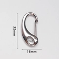Detailed specs of a 32mm polished stainless steel spring hook with size dimensions - 32mm Style (GB32)