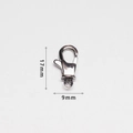 Detailed macro view of silver stainless steel lobster clasp with 17mm and 9mm dimensions - 17mm Height Size (P17)