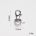 Detailed size parameters for 28mm stainless steel swivel lobster clasp jewelry hook - 28mm Height Size (P28)