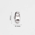 Detailed dimension view of 17mm x 8.5mm 316 stainless steel rectangle lobster clasp - Lobster Clasp Style (BK17)