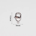 Detailansicht polierter 15x9mm Edelstahl-Karabinerverschluss für DIY-Schmuck - Stil 4 (T15) / Silber