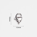 Detailed view of silver lobster clasp showing 18mm length and 12mm width measurements - Lobster Clasp Style (BK18)