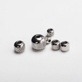 Macro shot of silver stainless steel beads with diagonal pattern for DIY jewelry making - 2.5*1 Diagonal Bead / Original Stainless Steel