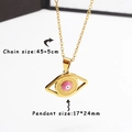 Detail von goldenem böses Auge Anhänger mit rosa Emaille und 45cm Kettenlänge - Rosa Böser Blick (C323P)