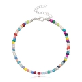 Tobillera hecha a mano con cuentas de colores y cadena ajustable plateada para mujer - Mezcla Oscura (Modelo 4)