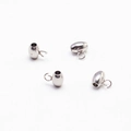 Polished silver stainless steel oval connector beads with hanging rings for DIY jewelry - Rice Bead with Welded Ring / 4*5*2.0mm
