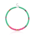 Detail of colorful polymer clay heishi necklace with silver lobster clasp and extension - Mint Green (Style 5)