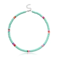 Detail of mint green polymer clay choker with colorful beads and silver lobster clasp - Mint Green Rainbow (Style 8)