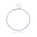 Cavigliera con perline colorate da 3mm con cilindri rosa, blu e bianchi fatti a mano - Rosa Multicolore
