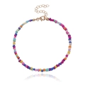 Nahaufnahme der Regenbogen-Perlenfußkette mit bunten kleinen Rundperlen und Karabinerverschluss - Bunter Perlen-Stil (9#)