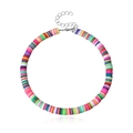 Detail of colorful 6mm handmade Heishi clay bead anklet with silver lobster clasp and chain - 1# Multicolor