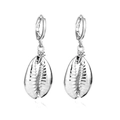 Boucles d'oreilles coquillage en argent avec texture spirale et anneaux minimalistes - 8# Coquille en Argent