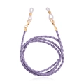 Braided light purple faux leather eyewear chain and mask holder strap with gold lobster clasps - Light Purple