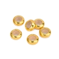 Set di sei distanziatori in acciaio inossidabile dorato con anima in resina bianca per gioielli - Stile Scorrimento Piatto (6x3x1.5) / Oro