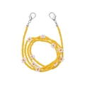 Detail of handmade yellow beaded chain with white daisy flowers and silver lobster clasps - 2# Yellow