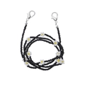 Detail of beaded glasses chain with black seed beads and white daisy flower charms - 4# Black