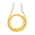 Cordon lunettes tressé en cuir jaune avec des fermoirs mousquetons dorés - Jaune