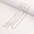 Silver snake chain glasses strap with adjustable silicone loops and lobster clasps - White K/Silver
