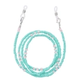 Detail of mint green beaded glasses chain with pink core beads and lobster clips - Mint Green and Pink Beaded Style