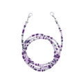 Detail of handmade purple and grey beaded glasses chain with silver lobster clasps - Purplish Gray