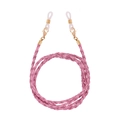 Chaîne de lunettes en cuir tressé rose avec fermoirs dorés et boucles en silicone - Rose Clair