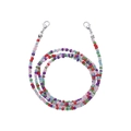 Close-up of colorful beaded chain with silver lobster clasps for glasses or masks - Multi-color