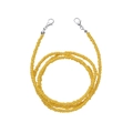 Detail of yellow beaded eyewear strap with silver lobster clasps on white background - Bright Yellow