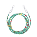 Detail of colorful beaded eyewear chain with silver lobster clasps and rubber loops - Red Yellow Green Mixed (2#)