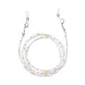 Close-up of handmade beaded glasses chain with white beads and metal lobster clasp - 4#