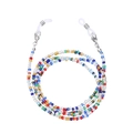Detail of colorful seed bead eyewear chain with silver lobster clasps and silicone loops - Style 1