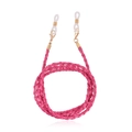 Braided rose red faux leather eyewear and mask chain strap with gold lobster clasps - Rose Red