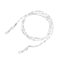 Close-up of white seed bead eyeglass chain with silver lobster clasp and silicone loop - 1# (White Beaded)