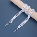 Chaîne de lunettes épaisse en acrylique blanc avec fermoirs mousquetons argentés - Blanc
