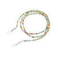 Detail view of colorful mixed seed bead glasses chain with silver lobster clasps and loops - 3# (Color Block Mix)