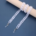 Chaîne à lunettes épaisse en acrylique marbre blanc avec fermoirs homard et boucles silicone - Blanc Marbré